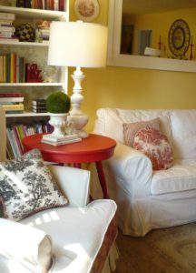 slipcovered sofa