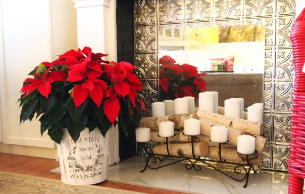candles in a fireplace 