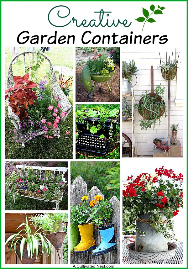 container garden creative containers gardening acultivatednest roundup junk some pot really cute fun choose board repurposed considered kinds patio interesting