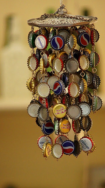 diy bottle cap wind chime