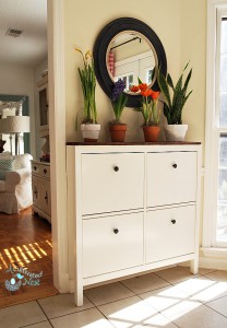 Ikea Hemnes shoe cabinet used as buffet