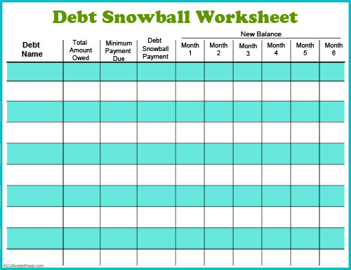 Free Printable Debt Snowball Worksheet- Perhaps the best way to pay down your debt is with the debt snowball method! Use my free printable debt snowball worksheet to get started! | paying down debt, debt free, debt repayment, budgeting, frugal living