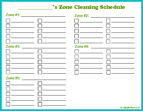 Zone Cleaning Printable Printable Word Searches