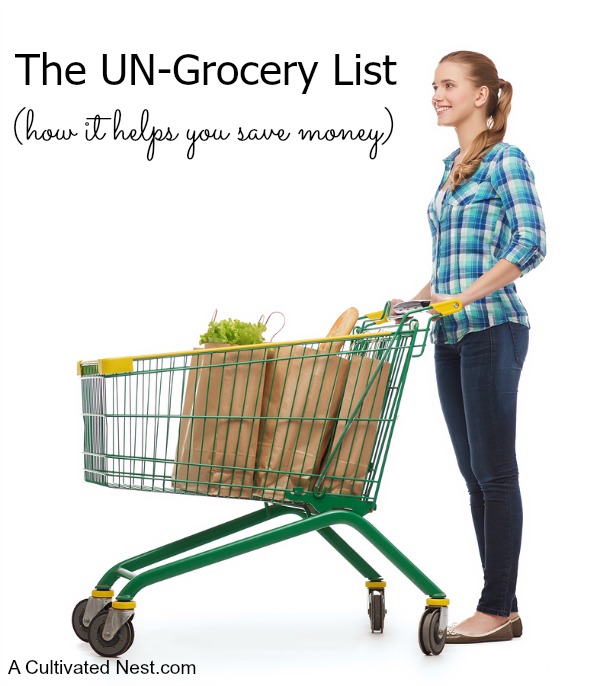 The Un-Grocery List- The Un-Grocery List / Un-Shopping List is a great money saving motivational tool! It's a list that you make of all the products that you would no longer buy for various reasons. Here's how to make your own Un-Shopping List, plus DIYs and recipes for the products you won't be buying anymore! | #frugalLiving #saveMoney #moneySavingTips #moneySavingIdeas #frugal #shopping