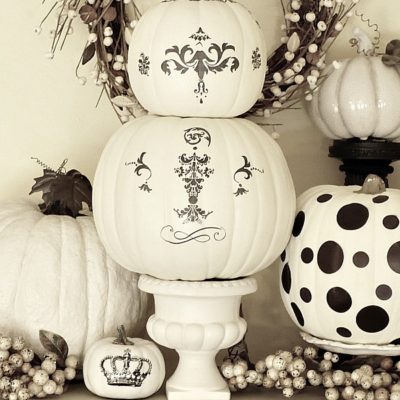 Decorating with black and white pumpkins
