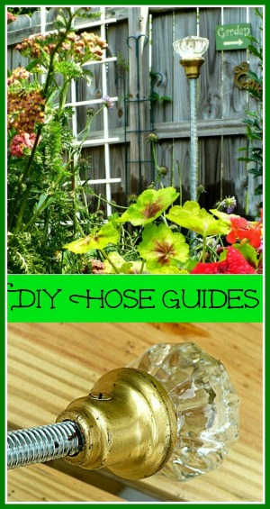 DIY Hose Guides - how to make pretty hose guides for your garden using vintage door knobs!