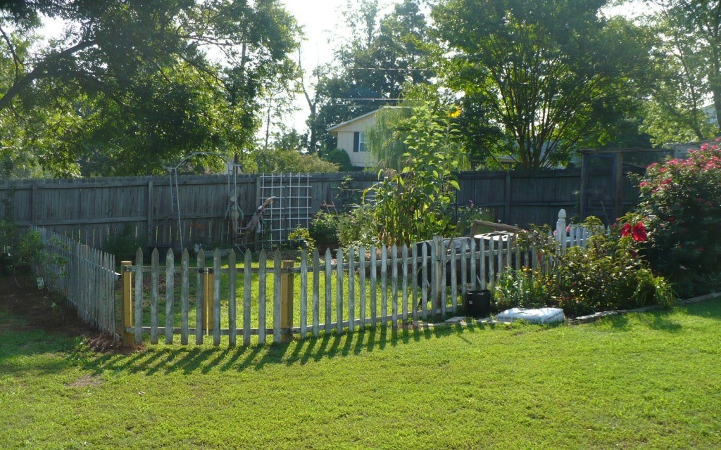 picket fence around a garden