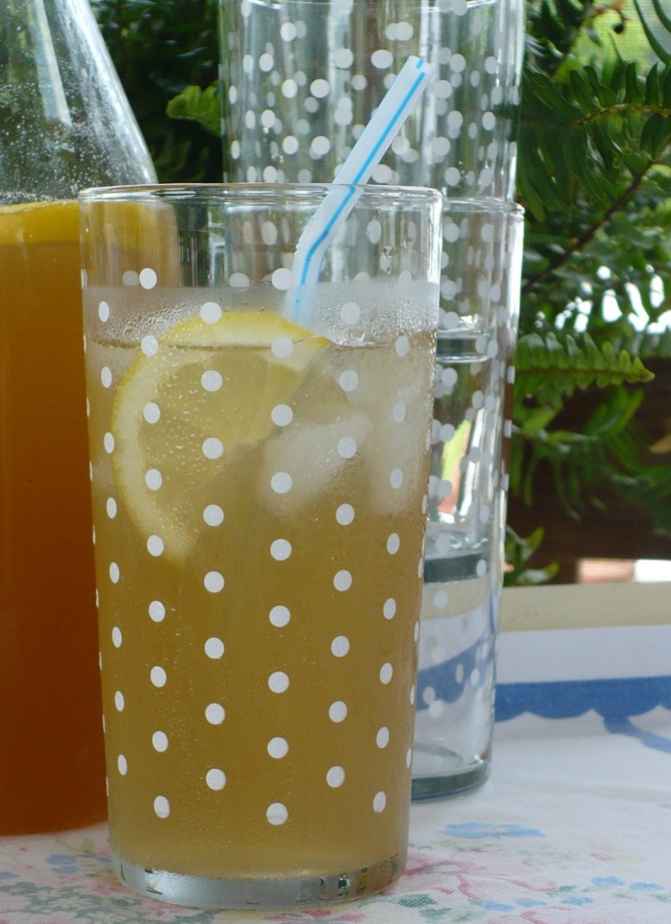 A delicious summer drink - Haymker's Punch in dotted glass