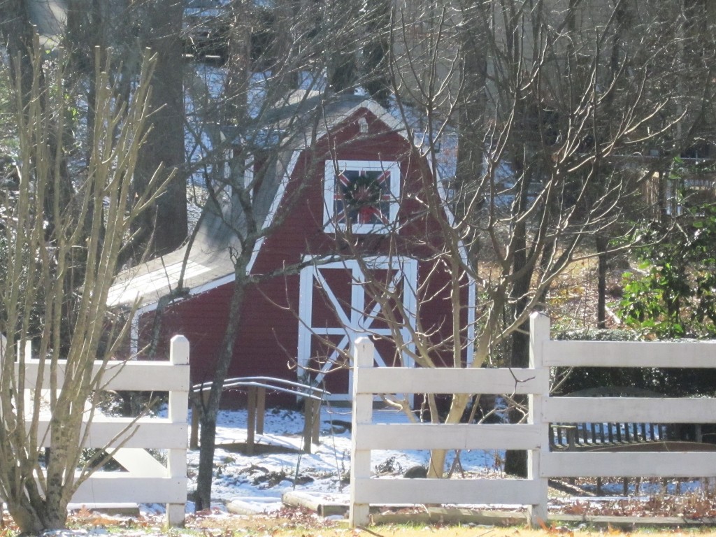 red barn with Union Jack