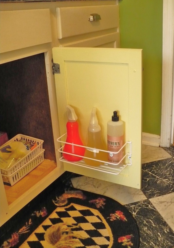 undersink organization with wire door organizer