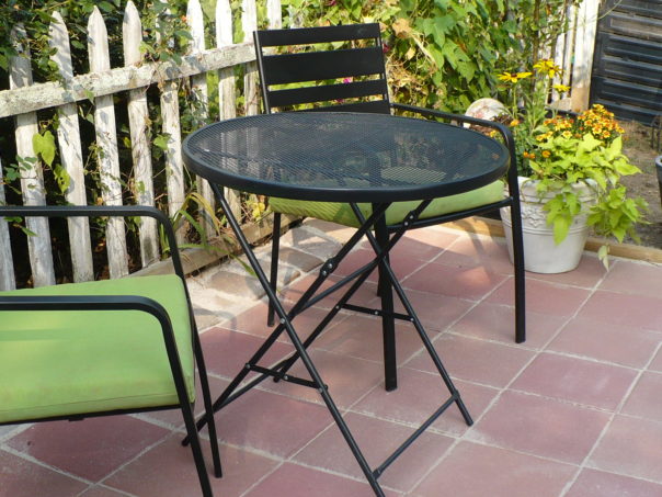 black patio table and chairs