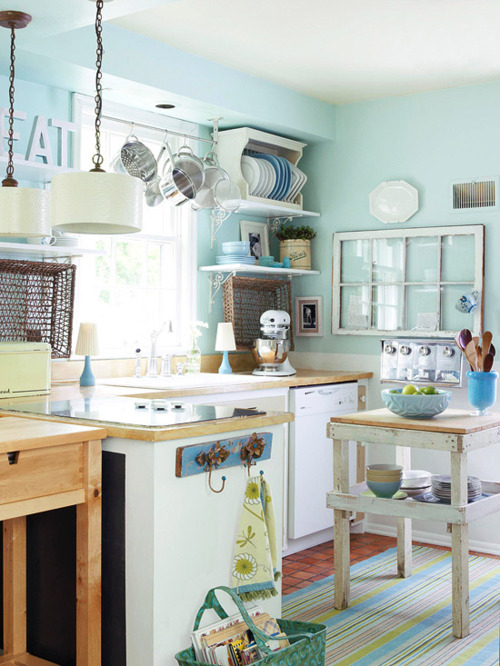 light blue cottage kitchen