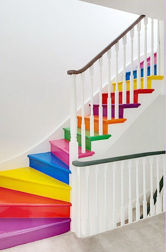 Rainbow Stairs DIY - A Beautiful Mess