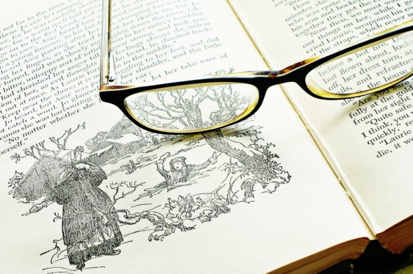 reading glasses on a book