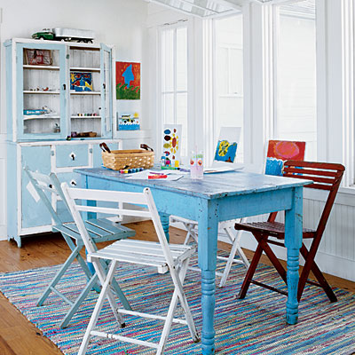 blue kitchen table
