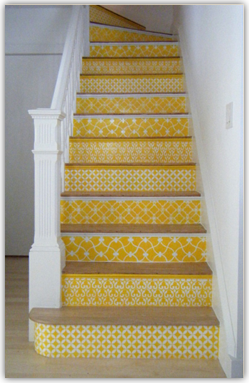 stenciled stair risers