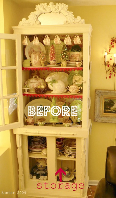 white painted china cabinet