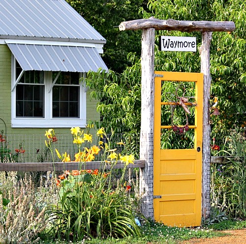 yellow garden gate