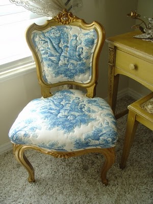 blue toile chair