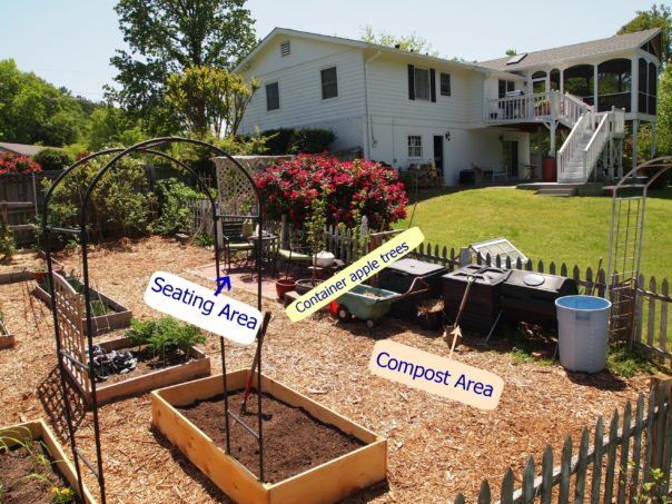 compost area in vegetable garden