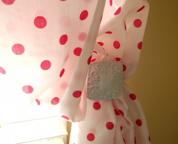 red and white polka dot curtains