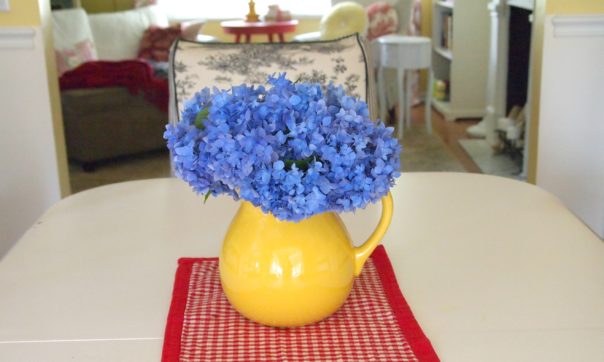 vase filled with hydrangeas