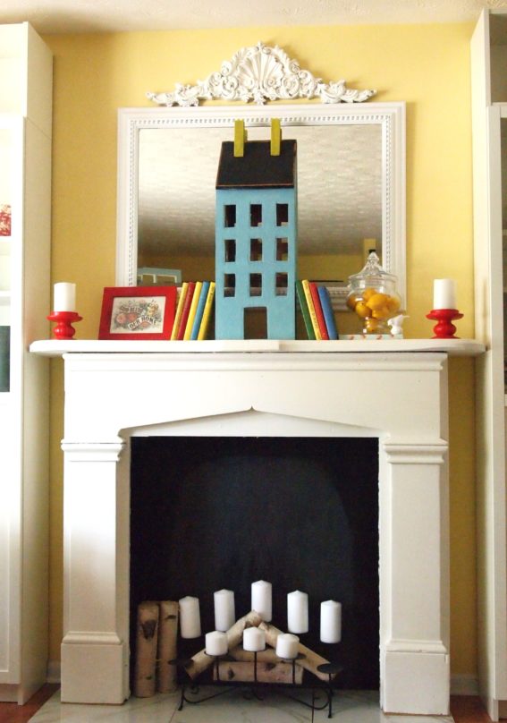 decorated faux fireplace