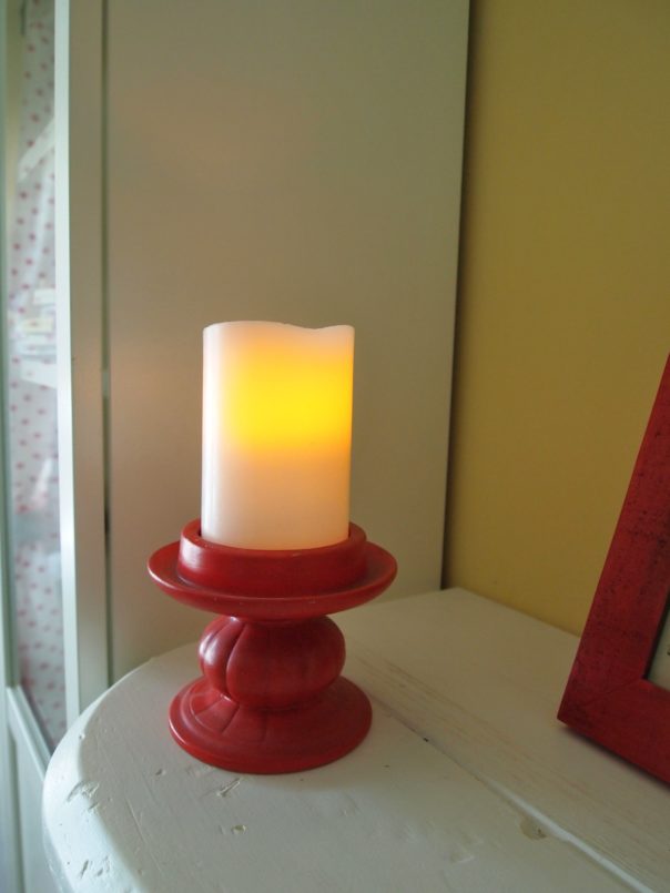 flameless candle & red candlestick