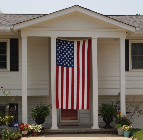 flag on front of house