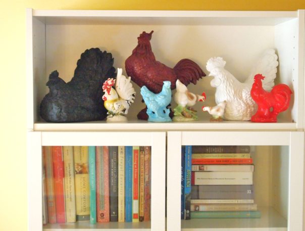 displaying roosters