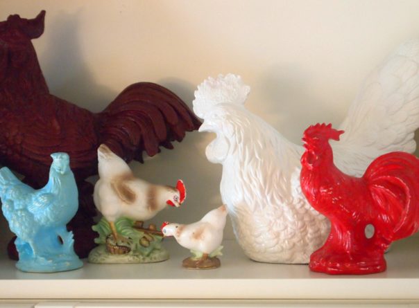 red & aqua roosters