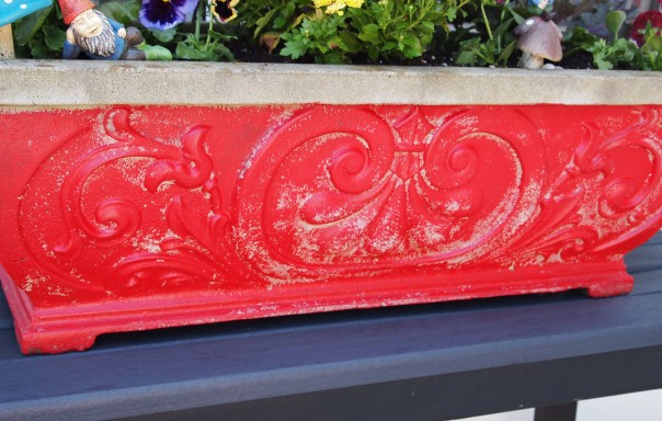 painted concrete planter