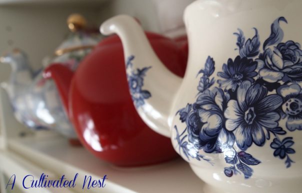 blue flowered teapot