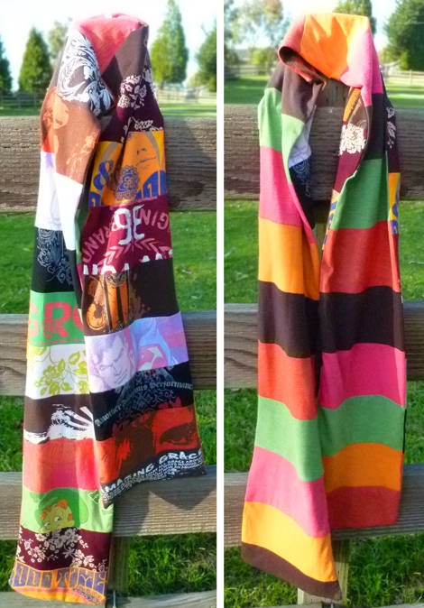 upcycled t-shirt scarves