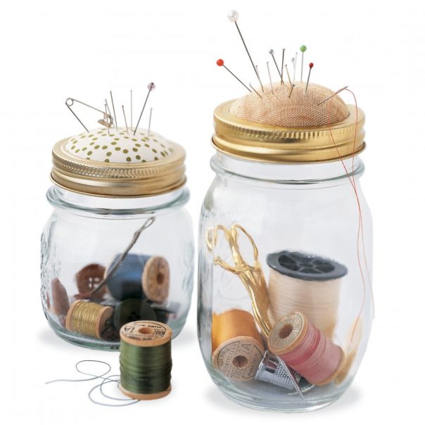 sewing kit in a jar
