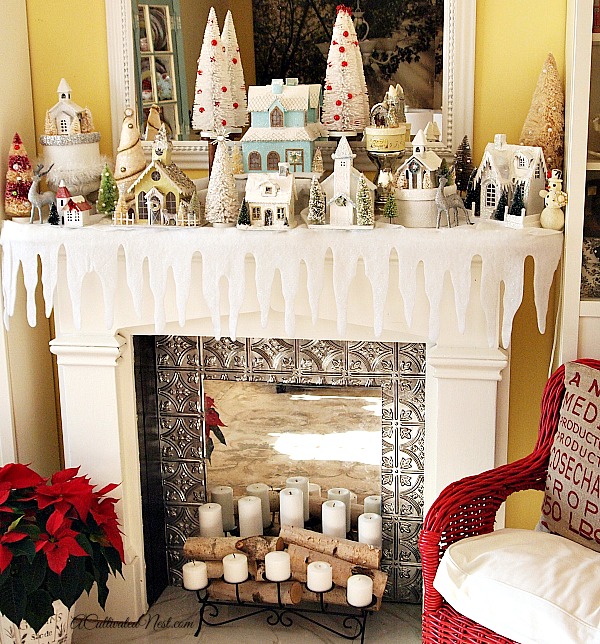 Christmas Glitter House Village Mantel Display