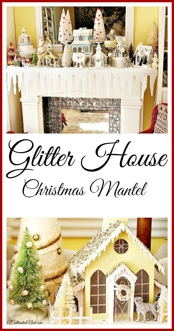 Pretty Glitter House Christmas Mantel Display!