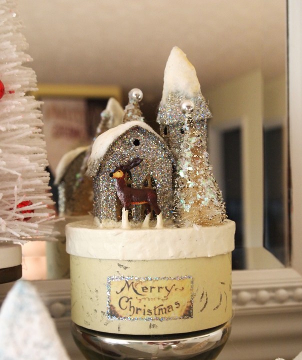 Merry Christmas Glitter House  Mantel