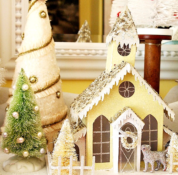 paper christmas glitter houses