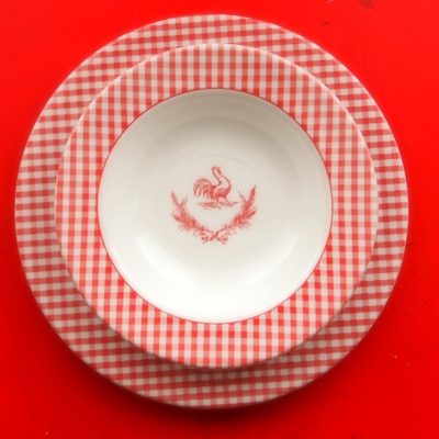 gingham & rooster bowl - A Cultivated Nest