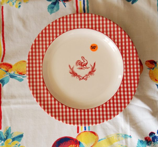 red gingham rooster plate - A Cultivated Nest