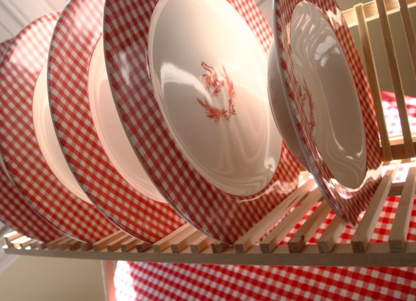 red gingham & rooster Plates - A Cultivated Nest