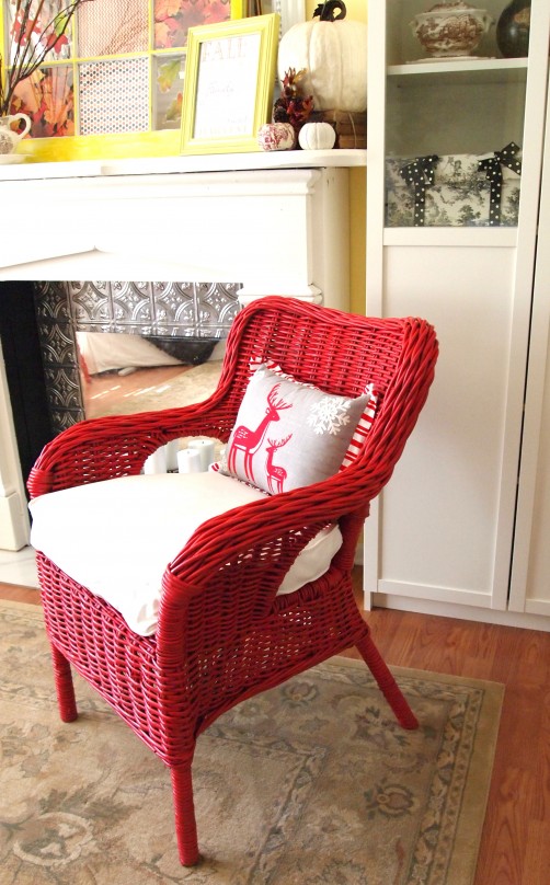 red wicker chair