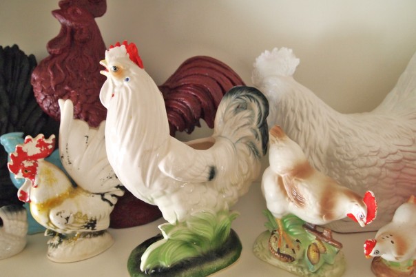 thrifted vintage roosters - A Cultivated Nest