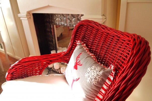 red wicker chair