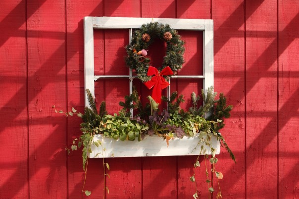 Wreath on windowbox A Cultivated Nest