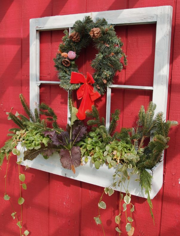 planter window on barn