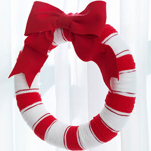 candy cane yarn wreath