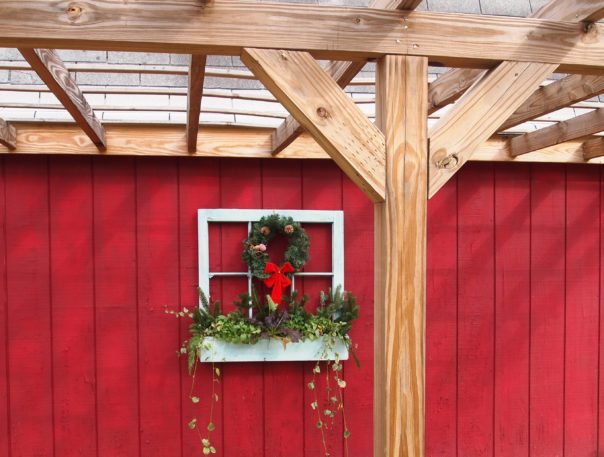 windowbox on red barn