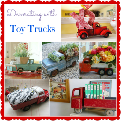 Ideas for decorating with vintage toy trucks
